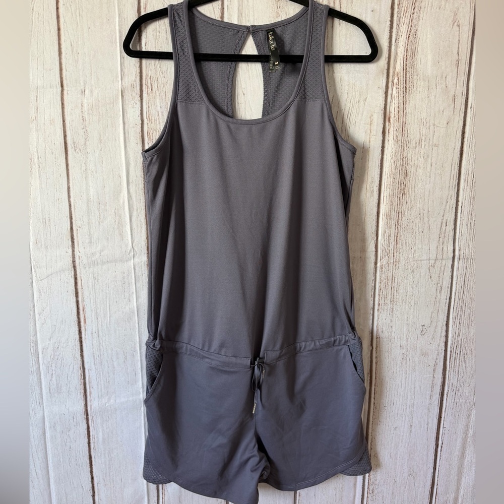 Lukka Lux Women's Charcoal Grey Sleeveless Drawstring
Romper with Mesh Detail M